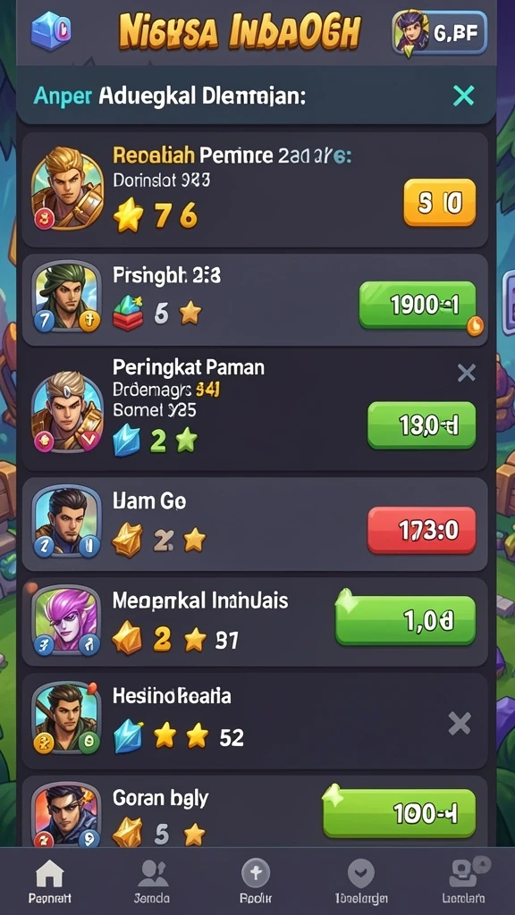 Screenshot memperlihatkan leaderboard dengan pemain terbaik.