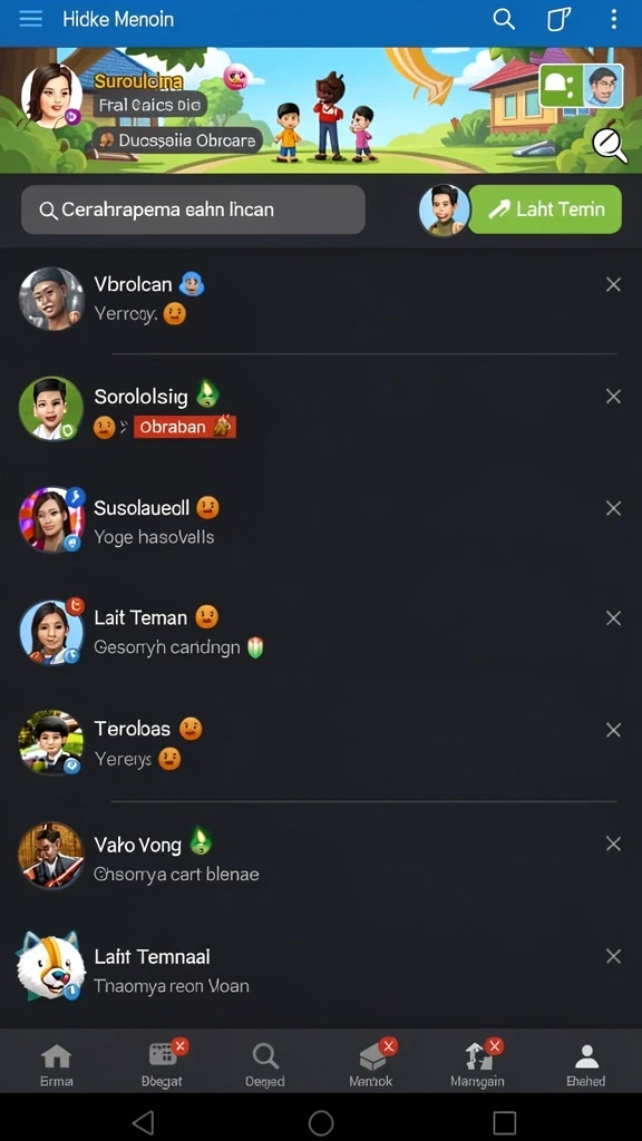 Screenshot 2 menampilkan karakter unik yang dapat dimainkan.