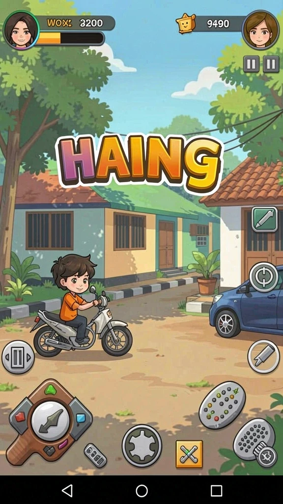 Screenshot menunjukkan tampilan utama aplikasi dengan menu permainan.